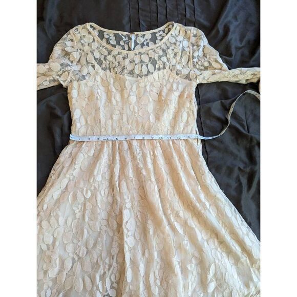 FREE people ivory mesh leaf applique mini dress sz 6 euc - Picture 7 of 7